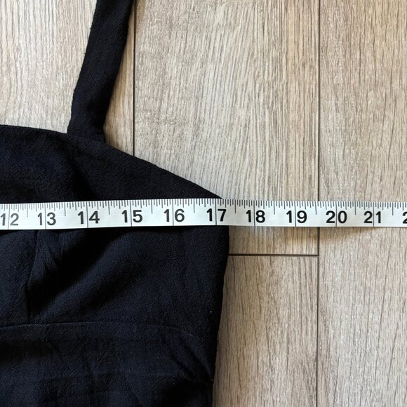 VICI Ruched Black Linen-Like Halter Maxi Dress Womens Large Formal Wedding Guest - Picture 10 of 16